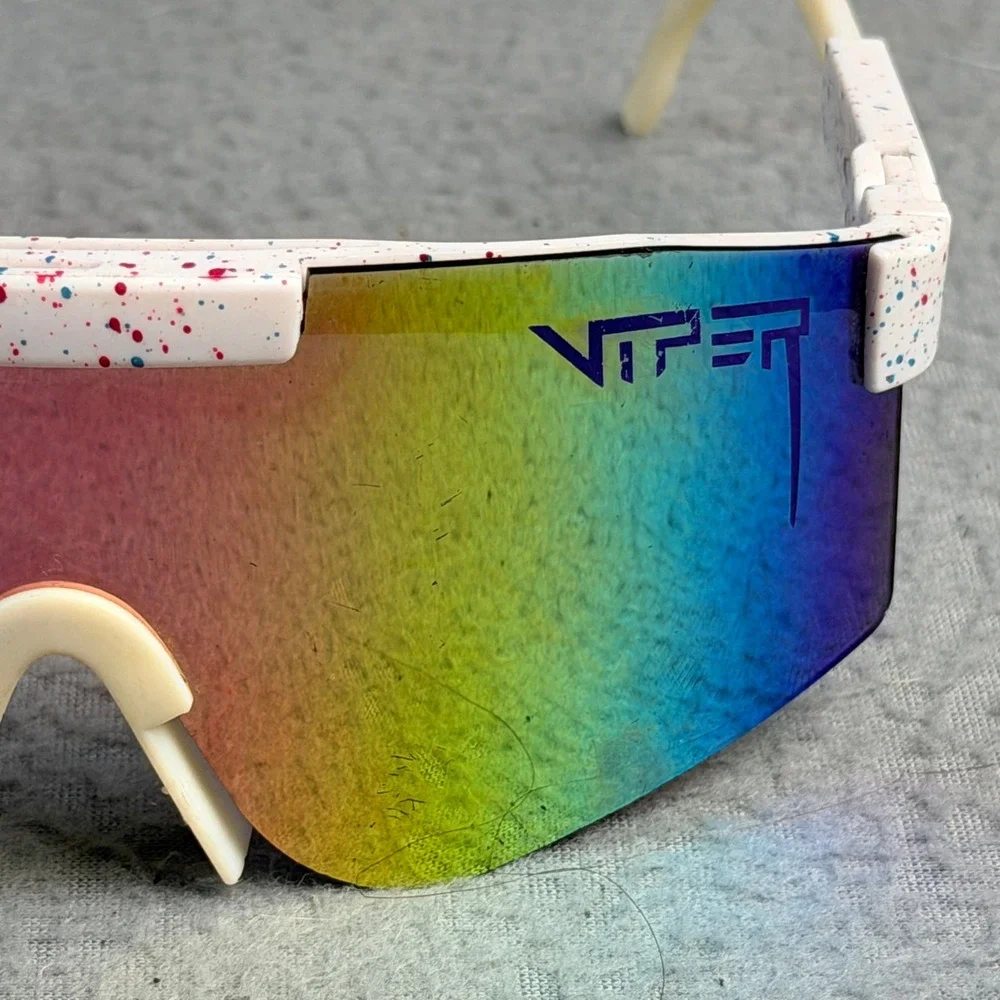 Pit Viper The Miami Nights Original 2.0 Sunglasses White Splatter Rainbow Lens